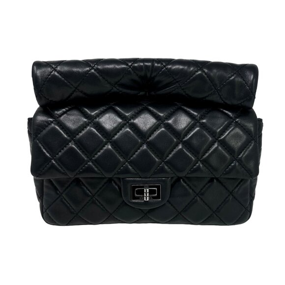 Chanel 2011 Runway Black Medium 2.55 Reissue Quilted Lambskin So Black Roll Clut - Picture 2 of 16